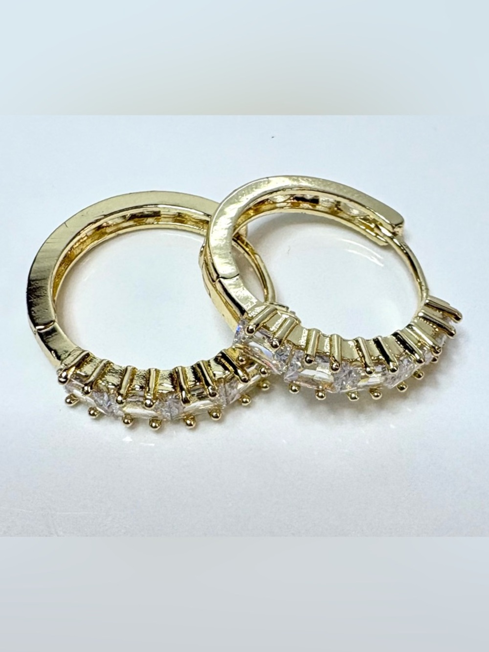 18k Gold Filled Hoop Earrings with CZ Accents.